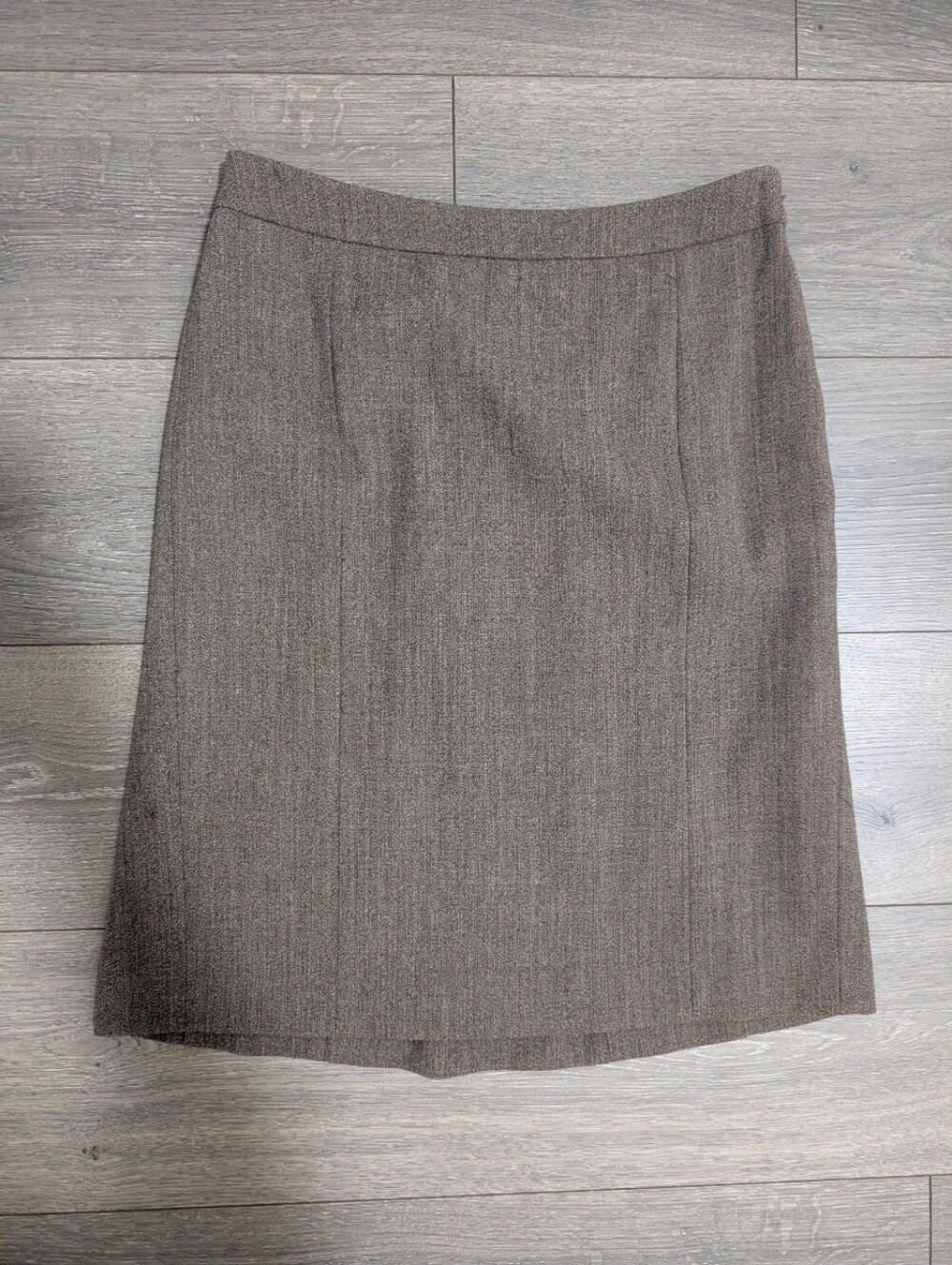 EUC•LOFT Ann Taylor Brown Wool Pleated Tweed Fall Pencil Skirt W/Side Zip•4🍂🤎
